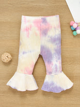 Load image into Gallery viewer, Baby Girl Tie-Dye Ribbed Bell Sleeve Top and Bell Bottoms Set