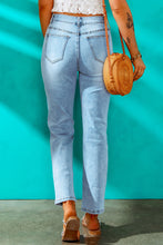 Load image into Gallery viewer, High Waist Distressed Straight Leg Jeans