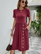 Load image into Gallery viewer, Button Detail Tee Dress with Pockets