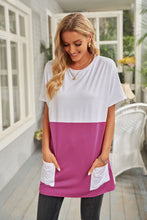 Load image into Gallery viewer, Color Block Two-Tone Pocket Tee Dress