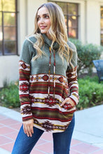 Load image into Gallery viewer, Celeste Design Full Size Geometric Turtleneck Drawstring Knit Top