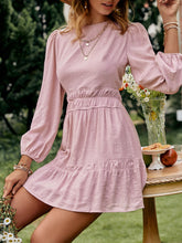 Load image into Gallery viewer, Cutout Tie-Back Puff Sleeve Mini Dress