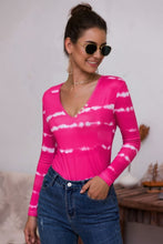 Load image into Gallery viewer, Tie-Dye Plunge Long Sleeve Top