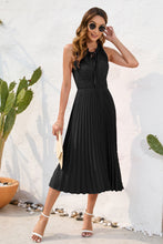 Load image into Gallery viewer, Swiss Dot Tie Neck Sleeveless Dress