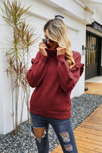 Load image into Gallery viewer, Ruffled Dropped Shoulder Turtleneck Sweater