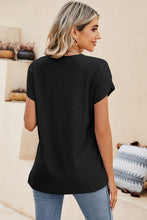 Load image into Gallery viewer, Eyelet V-Neck Petal Sleeve T-Shirt