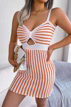 Load image into Gallery viewer, Striped Cutout Spaghetti Strap Knit Dress