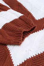 Load image into Gallery viewer, Woven Right Chevron Cable-Knit V-Neck Tunic Sweater