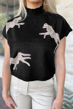 Load image into Gallery viewer, Animal Graphic Mock Neck Cap Sleeve Sweater