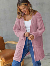 Load image into Gallery viewer, Open Front Long Sleeve Cardigan with Pockets