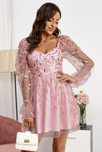 Load image into Gallery viewer, Mesh Zip-Back Flounce Sleeve Dress