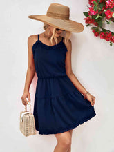 Load image into Gallery viewer, Frill Trim Spaghetti Strap Mini Dress