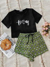 Load image into Gallery viewer, Graphic Tee and Panda Print Shorts Lounge Set