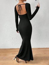 Load image into Gallery viewer, Backless Tied Long Sleeve Wrap Dress