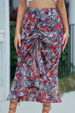 Load image into Gallery viewer, Floral High Waist Ruched Skirt