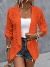 Load image into Gallery viewer, Eyelet Roll-Tab Sleeve Cardigan