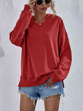 Load image into Gallery viewer, Dropped Shoulder Slit Hoodie