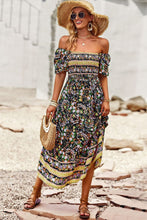 Load image into Gallery viewer, Bohemian Square Neck Short Sleeve Midi Dress