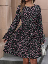 Load image into Gallery viewer, Floral Tie Front Long Sleeve Dress
