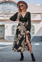 Load image into Gallery viewer, Printed Tie Waist Long Sleeve Dress