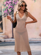 Load image into Gallery viewer, Openwork Johnny Collar Cover Up Dress