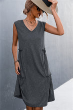 Load image into Gallery viewer, V-Neck Frill Trim Sleeveless Dress