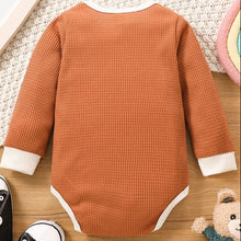 Load image into Gallery viewer, Baby Contrast Trim Waffle-Knit Long Sleeve Bodysuit