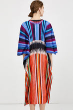Load image into Gallery viewer, Mixed Stripes Accordion Pleated Dolman Sleeve Midi Dress