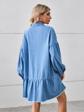 Load image into Gallery viewer, Button Up Pocketed Raw Hem Denim Dress