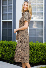 Load image into Gallery viewer, Animal Print Short Sleeve Belted Dress