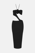 Load image into Gallery viewer, Flower Detail Cutout Halter Neck Knit Dress