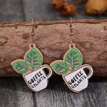 Load image into Gallery viewer, Wooden Alloy Dangle Earrings
