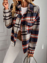 Load image into Gallery viewer, Plaid Button Front Brushed Shacket with Breast Pockets
