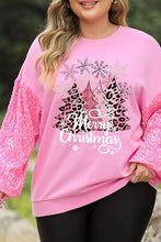 Load image into Gallery viewer, Plus Size MERRY CHRISTMAS Sequin Long Sleeve Sweatshirt