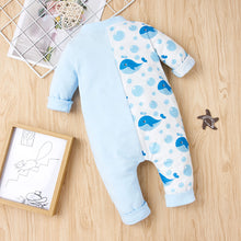 Load image into Gallery viewer, Baby Whale Print Two-Tone Jumpsuit