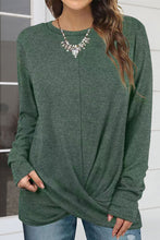 Load image into Gallery viewer, Ruched Round Neck Long Slleeve T-Shirt