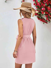 Load image into Gallery viewer, Buttoned V-Neck Belted Sleeveless Dress