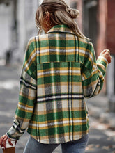Load image into Gallery viewer, Plaid Button Front Brushed Shacket with Breast Pockets