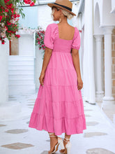 Load image into Gallery viewer, Smocked Square Neck Tiered Dress