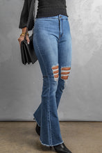Load image into Gallery viewer, Distressed Raw Hem High-Waist Flare Jeans