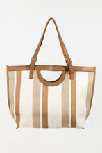 Load image into Gallery viewer, Fame Striped PU Leather Trim Tote Bag
