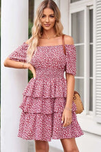 Load image into Gallery viewer, Floral Smocked Short Sleeve Layered Dress