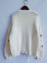 Load image into Gallery viewer, Floral Button Up Round Neck Long Sleeve Cardigan