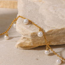 Load image into Gallery viewer, Pearl 18K Gold-Plated Charm Anklet