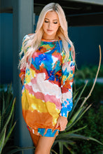Load image into Gallery viewer, Multicolored Tie-Dye Long Sleeve Dress