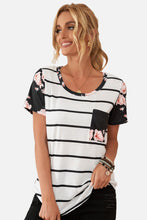 Load image into Gallery viewer, Striped T-Shirt with Patch Pocket