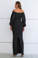 Load image into Gallery viewer, Off-Shoulder Bubble Sleeve Slit Dress