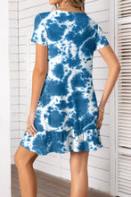 Load image into Gallery viewer, Printed Round Neck Short Sleeve Mini Dress with Pockets