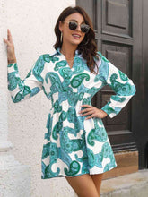 Load image into Gallery viewer, Paisley Print Johnny Collar Smocked Dress