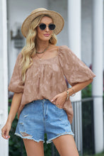 Load image into Gallery viewer, Applique Puff Sleeve Square Neck Blouse
